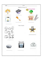 English Worksheet: Kinds of energy