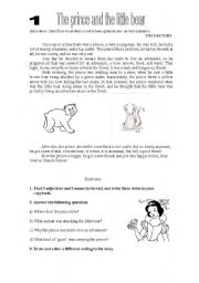 English Worksheet: the prince and the bear