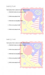 English Worksheet: PARTY TIME