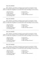 English Worksheet: reading comprehension 