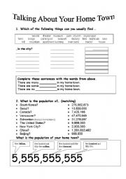 English Worksheet: Talking about your home town