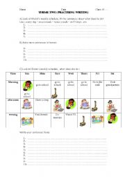 English worksheet: Practicing writing aboout Daily activities 