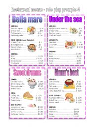 English Worksheet: RESTAURANT MENUS 4