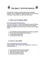 English Worksheet: WEBQUEST- British monarchy