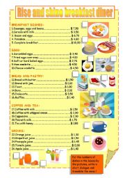 English Worksheet: BREAKFAST MENU