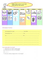 English worksheet: FOOD AND WEEKDAYS