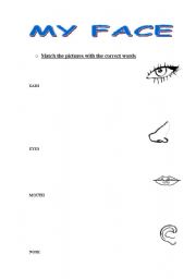 English worksheet: my face