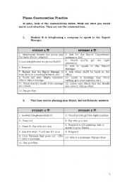 English Worksheet: Phone Conversation Practice