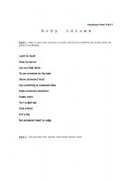 English Worksheet: Body Idioms