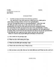 English worksheet: comprehension