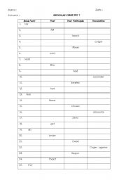 English worksheet: irreglar verbs tests