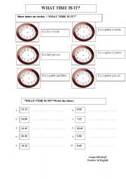 English Worksheet: What time is it?