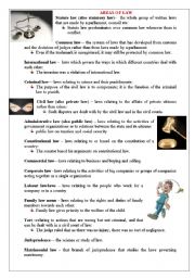 English Worksheet: AREAS OF LAW