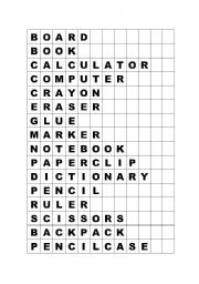 English Worksheet: Classroom objects - scrambled words