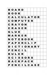 English worksheet: Classroom objects - scrambled words