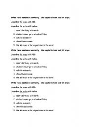 English Worksheet: Capital letters and full stops