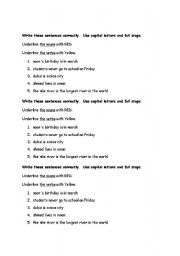 English worksheet: Capital letters and full stops