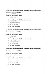 English Worksheet: Capital letters and full stops