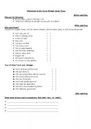 English Worksheet: Worksheet on movie Bridget Jones Diary