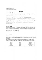 English Worksheet: Games, Ice breakers