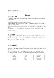 English Worksheet: Games, Ice breakers