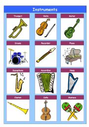 English Worksheet: Instruments