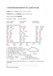 English worksheet: Past simple worksheet - answers