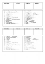 English worksheet: BUSINESS COLLOCATIONS