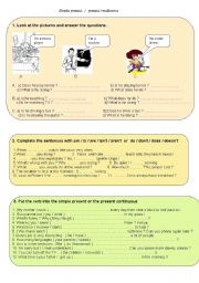 English worksheet: present simple or present continuous