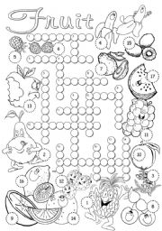 English Worksheet: Fruit Crossword