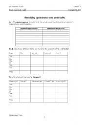 English worksheet: Describing appearance and personality