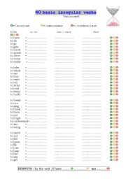 40 basic irregular verbs