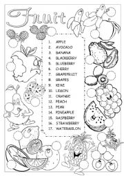 English Worksheet: Fruit Pictionary