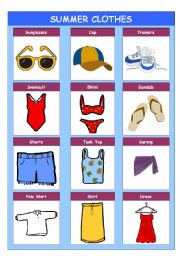 English Worksheet: Summer Clothes