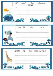 English Worksheet: Cards for short stories about animals