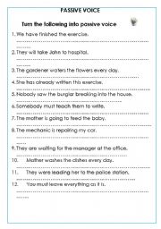 English Worksheet: passive voice