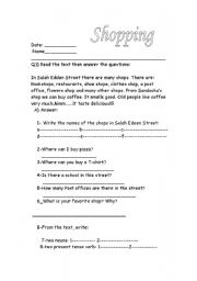 English Worksheet: Shopping