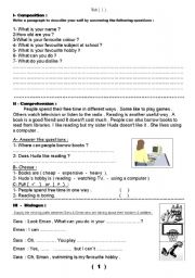 English Worksheet: Work Sheet Unit 1