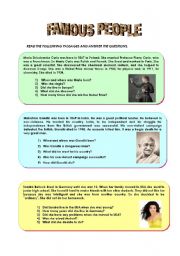 English Worksheet: FAMOUS PEOPLE