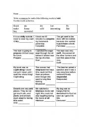 English worksheet: Context Clues / Synonyms