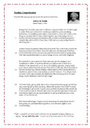 English Worksheet: Advice to Youth - by Mark Twain