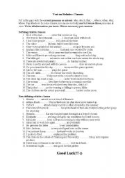 English Worksheet: Relative clauses