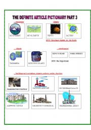 English Worksheet: THE DEFINITE ARTICLE PICTIONARY 3/3