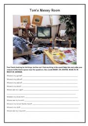 English Worksheet: Toms Messy Room