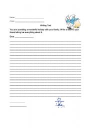 English Worksheet: writing test holiday