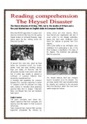 The Heyzel Disaster (reading 3 pages with answers)