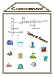 English Worksheet: Types of Houses Crossword