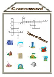 English worksheet: Types of Houses Crossword