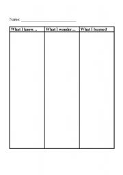 English worksheet: KWL