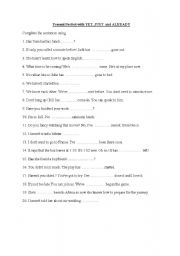 English Worksheet: present perfect with YET, JUST, ALREADY.